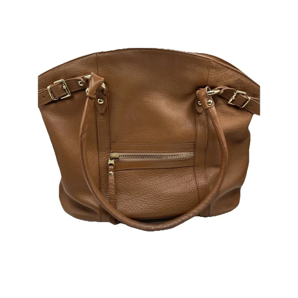 American Factory Brown Leather Satchel Tote Work‎ Travel Bag 12x14